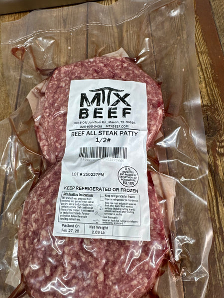 Beef All Steak Patties 1/2 lb- 4 pack