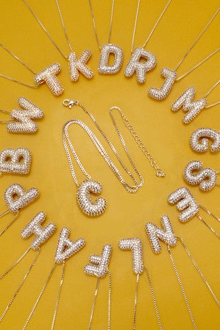 Bubble Letter Rhinestone Necklace